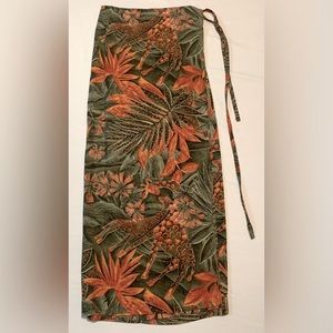 Vintage Wrap Skirt • Jungle Print • Giraffe w/Leaves • Orange & Green